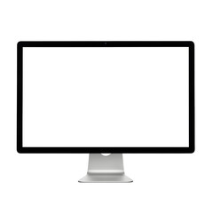 Fototapeta premium Sleek modern computer monitor PNG isolated on transparent background, desktop display for graphic design and technology mockups