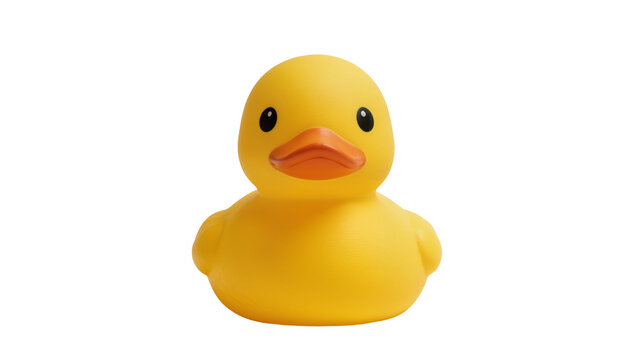Classic yellow rubber duck toy, isolated on transparent background