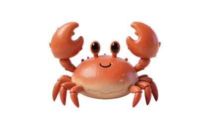 Cute cartoon crab with raised claws, isolated on transparent background © Roxana