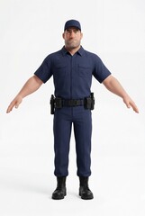 Fototapeta premium Security guard character wearing uniform and duty belt