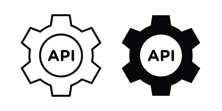 API icon vector graphic clipart and line art style set