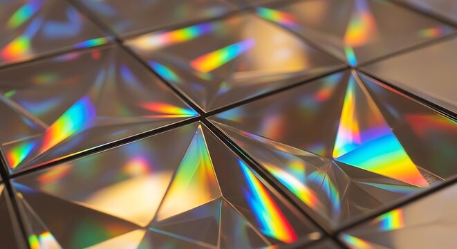 Holographic foil squares with rainbow reflections