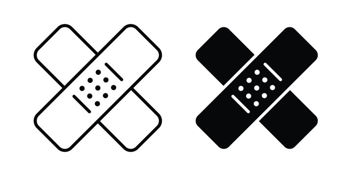 Band aid icon vector graphic clipart and line art style set