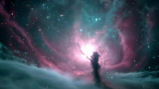 Exploring the beauty of deep space with vibrant colors and swirling gases in the nebula
