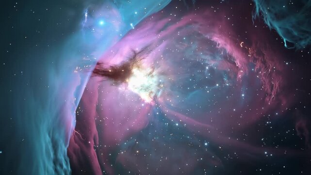 Explore the Orion Nebula in a vivid display of stars, gas, and cosmic dust captured from Earth using advanced telescopic technology
