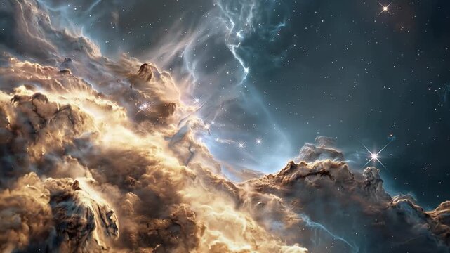 Exploration of the stunning nebula in space showing bright stars and colorful clouds captured in October