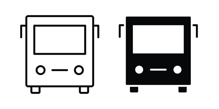 Bus icon vector graphic clipart and line art style set