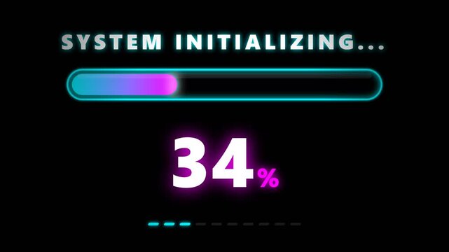 Animated System Initialization Progress Screens Load Sequence.