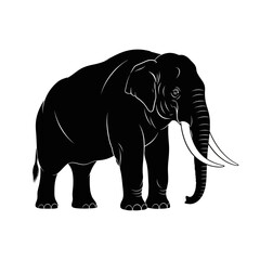 Fototapeta premium A striking black silhouette of an african elephant with prominent tusks