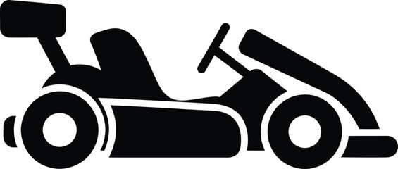 Minimalist black silhouette icon of a single racing go kart vector illustration © FB Creative