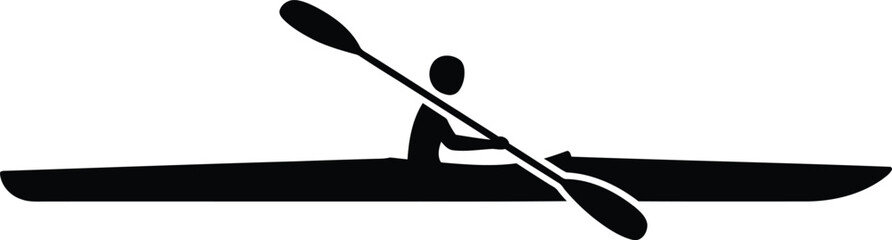Minimalist silhouette icon of a person kayaking in a boat vector illustration © FB Creative