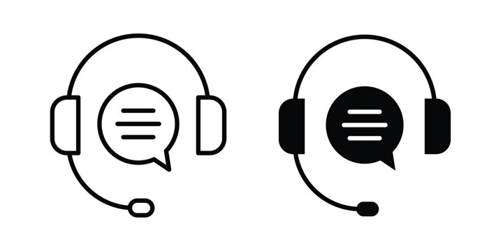 Customer service icon vector graphic clipart and line art style set