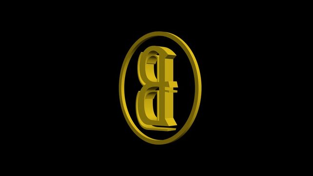3 d gold letter b animation rotating on 4k black background, for branding and motion