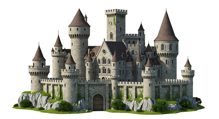 Fototapeta premium Majestic medieval castle illustration a detailed digital artwork