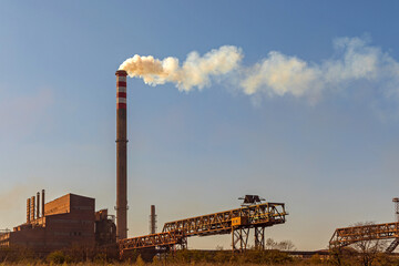 Chimney Fumes Steel Mill Plant Industry Air Pollution Global Warming Problem © markobe