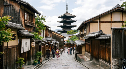 Obraz premium pagoda, traditional japanese street