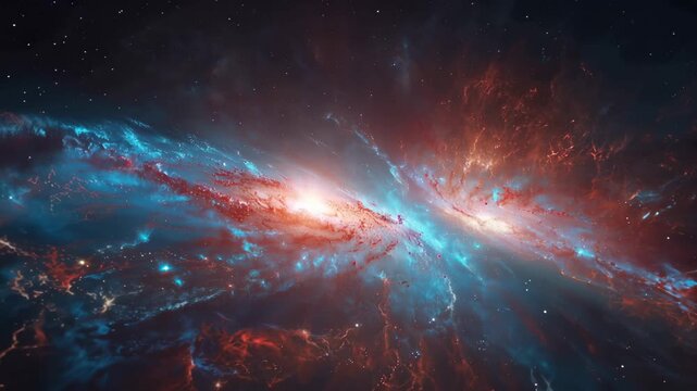 Explore the beauty of a distant galaxy with vivid colors and swirling gas in the night sky captured from space