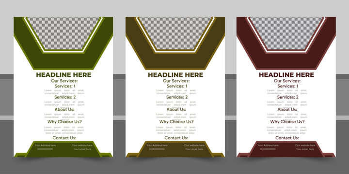 Abstract modern corporate flyer template design with geometric shapes, clean layout and space for image, suitable for business brochure, poster, promotion and publication.
