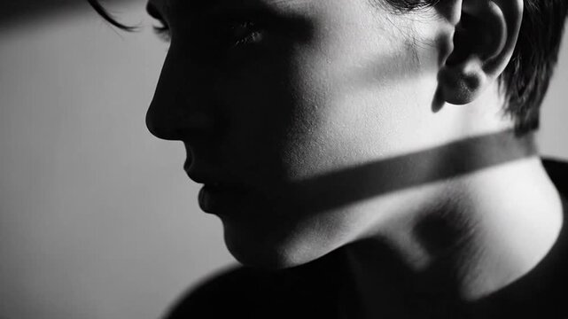 Close-up portrait of a man with a choker.