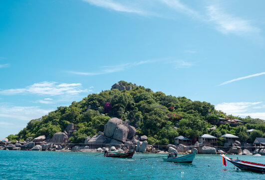boats on koh nang yuan island thailand
