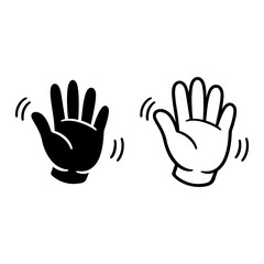 Fototapeta premium Waving hand icon set. Hand hello, bye hand, welcome, goodbye, gesture vector outline