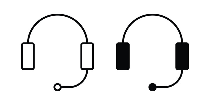Headphone icon vector graphic clipart and line art style set