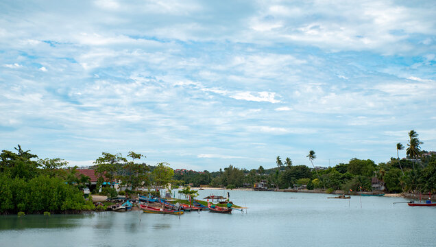 boats on koh samui island thailand