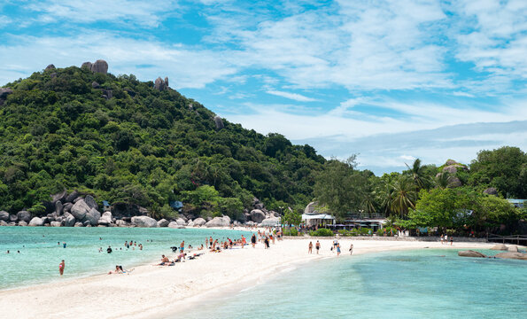 people sunbathing on koh nang yuan island thailand