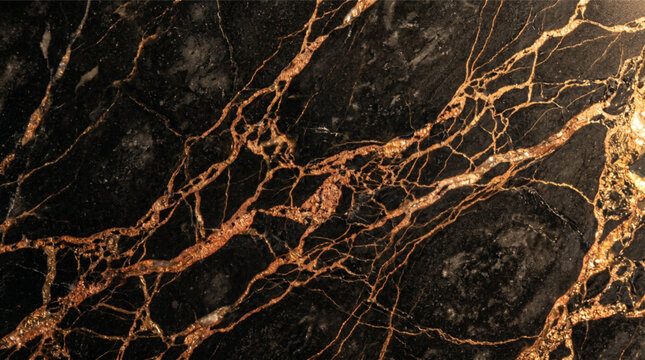 Black Marble Background with Intricate Gold Veins and Luxe Finish