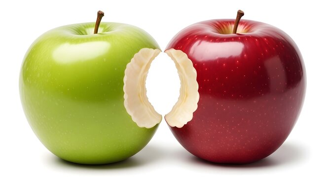 Two apples and a bitten piece a study in color and texture