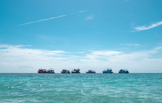 fishing boats on on koh nang yuan island thailand