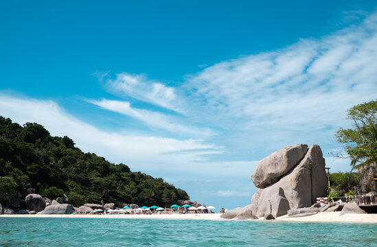 beach rock sandbar on on koh nang yuan island thailand