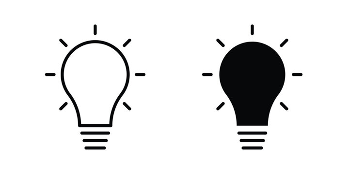 Idea icon vector graphic clipart and line art style set