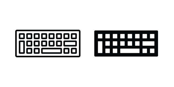 Keyboard icon vector graphic clipart and line art style set