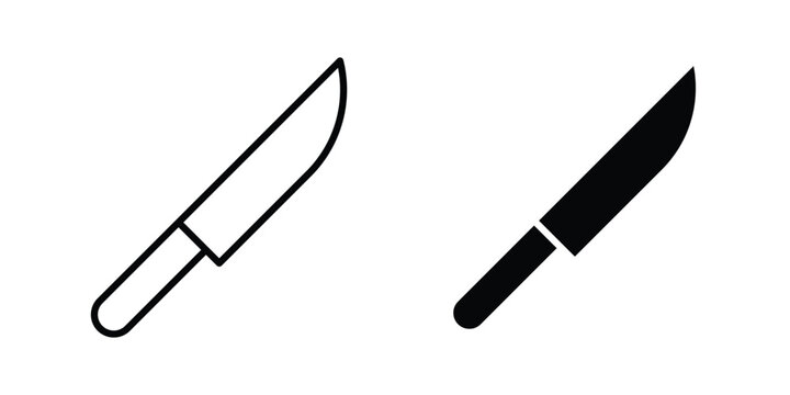 Kitchen knife icon vector graphic clipart and line art style set