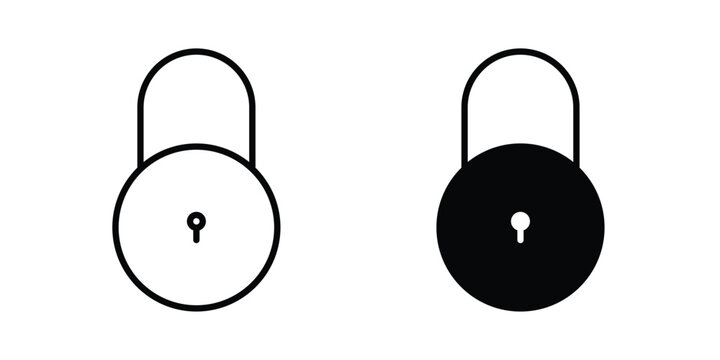 Lock closed icon vector graphic clipart and line art style set
