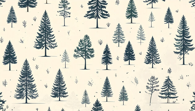 Forest of various trees seamless pattern design vector illustration