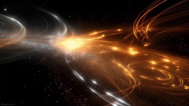 Exploring a bright cosmic scene with swirling patterns and shining stars in deep space