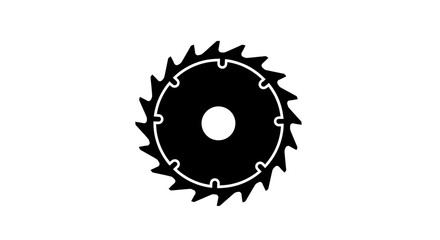 Black circular saw blade with jagged teeth a striking silhouette © Sh Studio