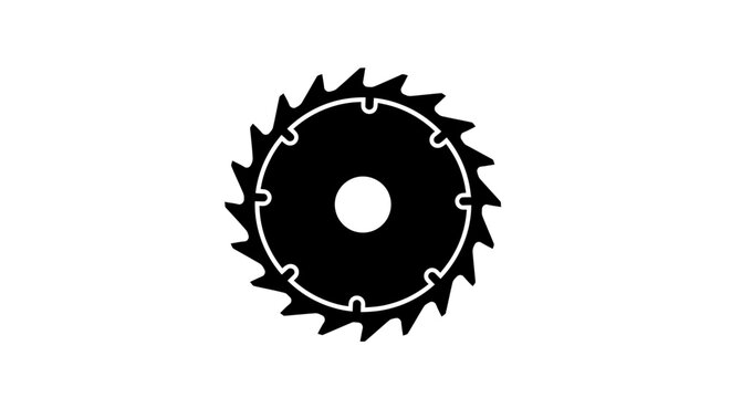 Black circular saw blade with jagged teeth a striking silhouette