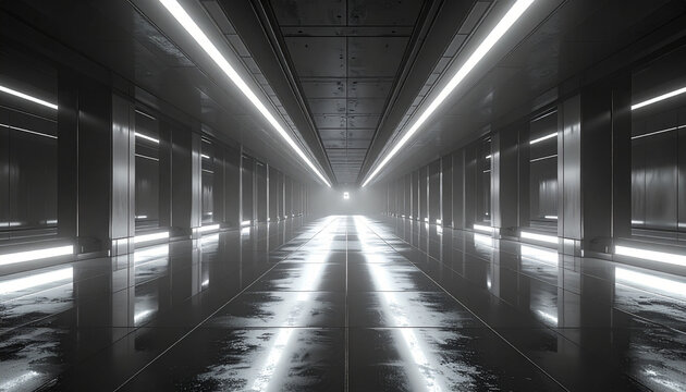 Modern futuristic corridor with illumination