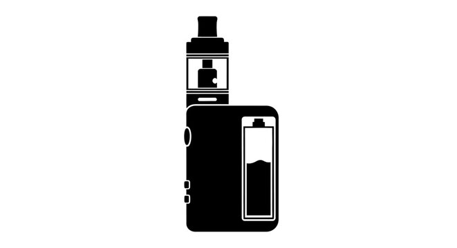 Black vape device with tank and mod a modern silhouette