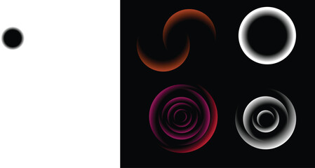 Abstract Glowing Circular Gradients and Vortex Shapes on Black Background. © Sumaiya Afrin Oishee