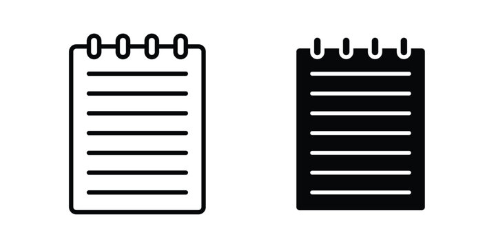 Notebook icon vector graphic clipart and line art style set