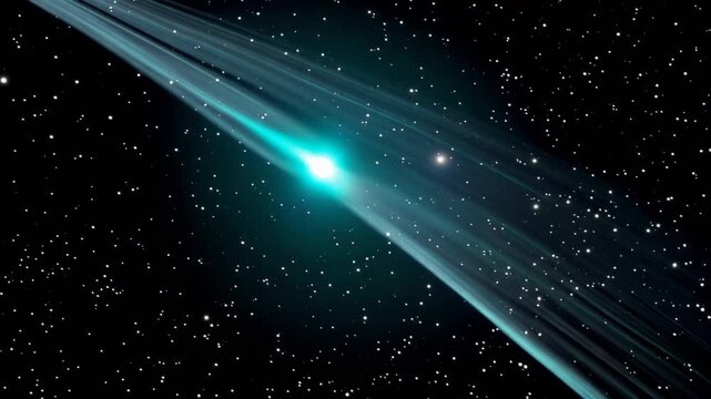 People look up at the night sky to watch a bright comet move through space in a clear, dark atmosphere filled with stars