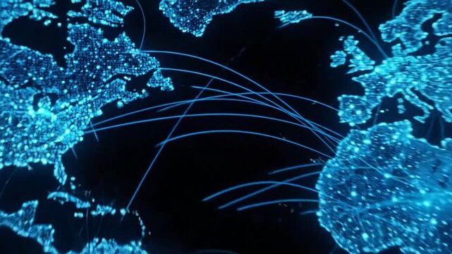 Global network connections and world map.