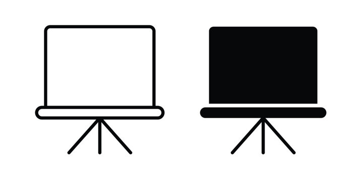 Presentation screen icon vector graphic clipart and line art style set