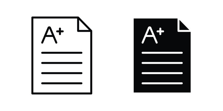 Report card icon vector graphic clipart and line art style set