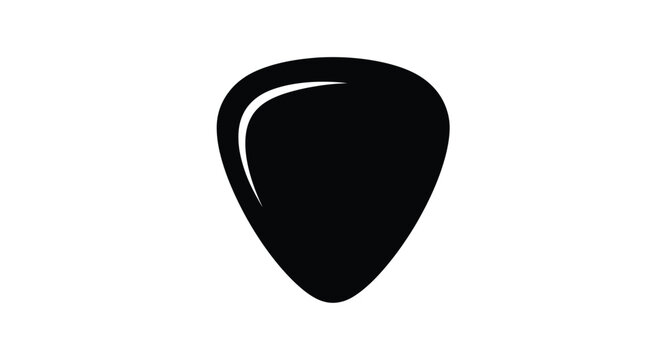 Black guitar pick graphic with a sleek design on transparent background silhouette