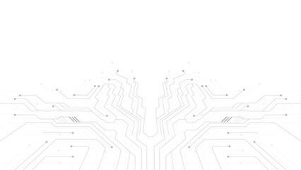 Fototapeta premium Futuristic digital circuit technology background featuring glowing lines, nodes, and electronic connections. High-tech abstract backdrop inspired by motherboard and data network structure. Perfect for